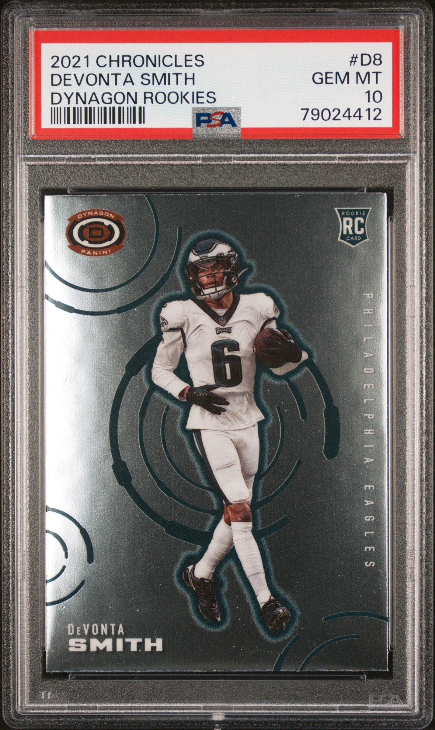 Graded 2021 Panini Chronicles Devonta Smith #D8 Dynagon Rookies Rookie RC Football Card PSA 10 Gem Mint