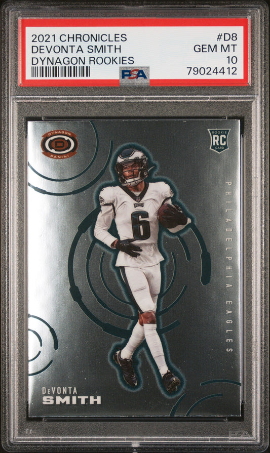 Graded 2021 Panini Chronicles Devonta Smith #D8 Dynagon Rookies Rookie RC Football Card PSA 10 Gem Mint
