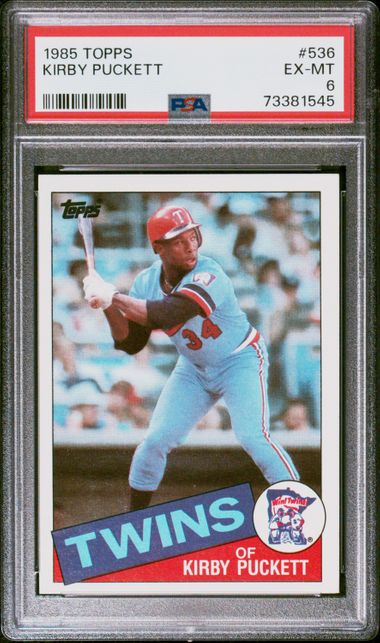 Graded 1985 Topps Kirby Puckett #536 Rookie RC Baseball Card PSA 6 EX-MT
