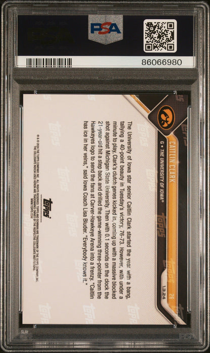 Graded 2023 Topps Bowman U Now Caitlin Clark #26 Rookie RC Basketball Card PSA 10 Gem Mint