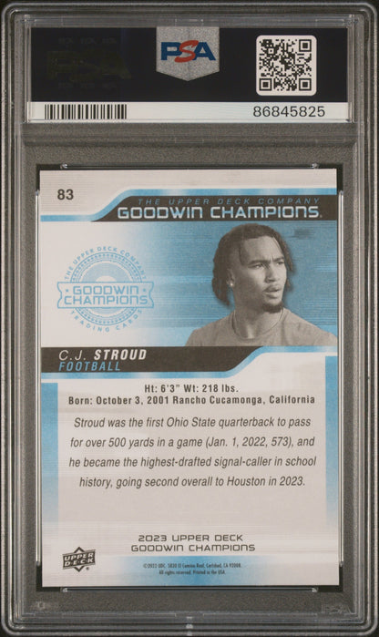 Graded 2023 Upper Deck Goodwin Champions CJ Stroud #83 Rookie RC Football Card PSA 10 Gem Mint