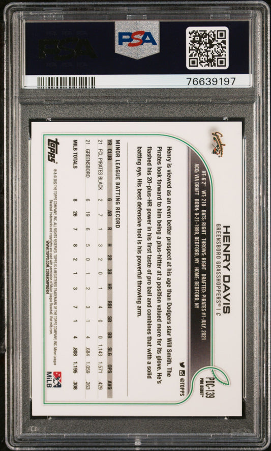 Graded 2022 Topps Pro Debut Henry Davis #PDC139 Chrome Rookie RC Baseball Card PSA 10 Gem Mint
