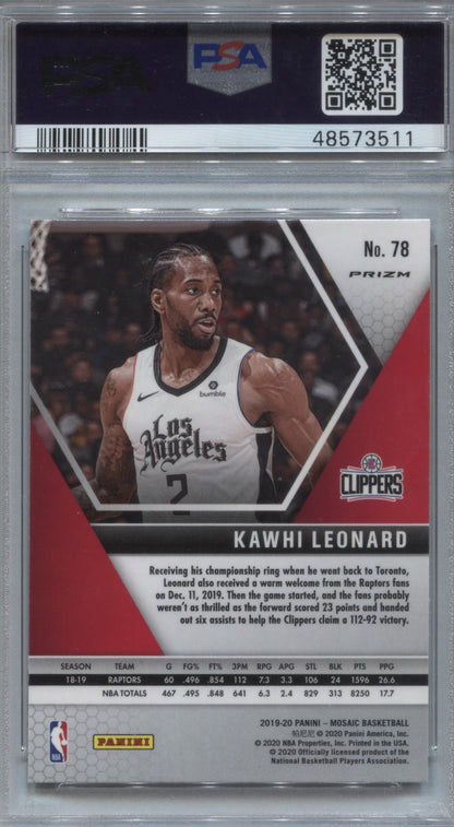 2019-20 Panini Mosaic Kawhi Leonard Reactive Orange Prizm #78 PSA 10