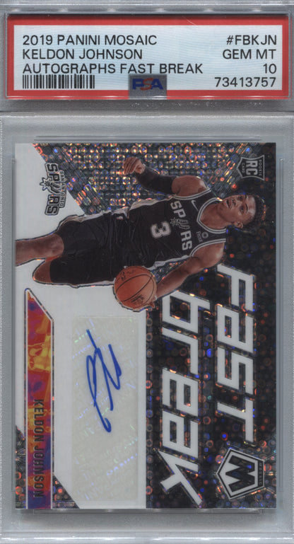 2019-20 Panini Mosaic Keldon Johnson Fast Break Autographs Rookie #FB-KJN PSA 10