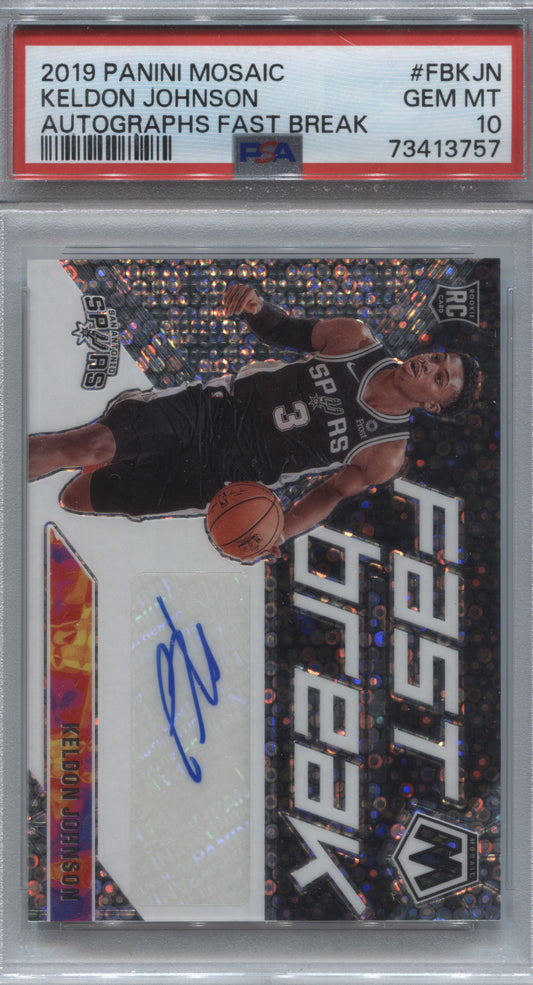 2019-20 Panini Mosaic Keldon Johnson Fast Break Autographs Rookie #FB-KJN PSA 10