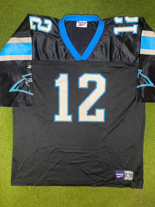 90s Carolina Panthers - Kerry Collins #12 - Reebok - Vintage NFL Jersey (XL)