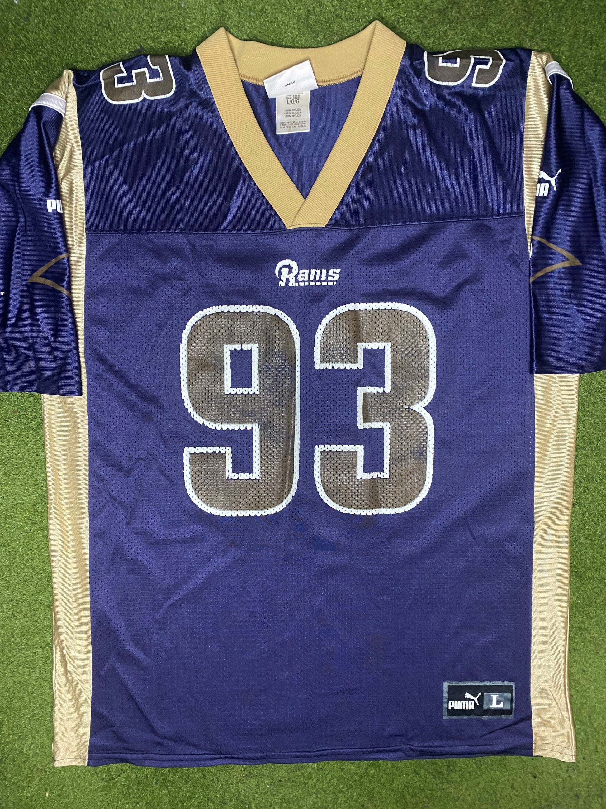 1995-2000 St. Louis Rams - Kevin Carter #93 - Vintage NFL Jersey (Large) - Gametime Vintage