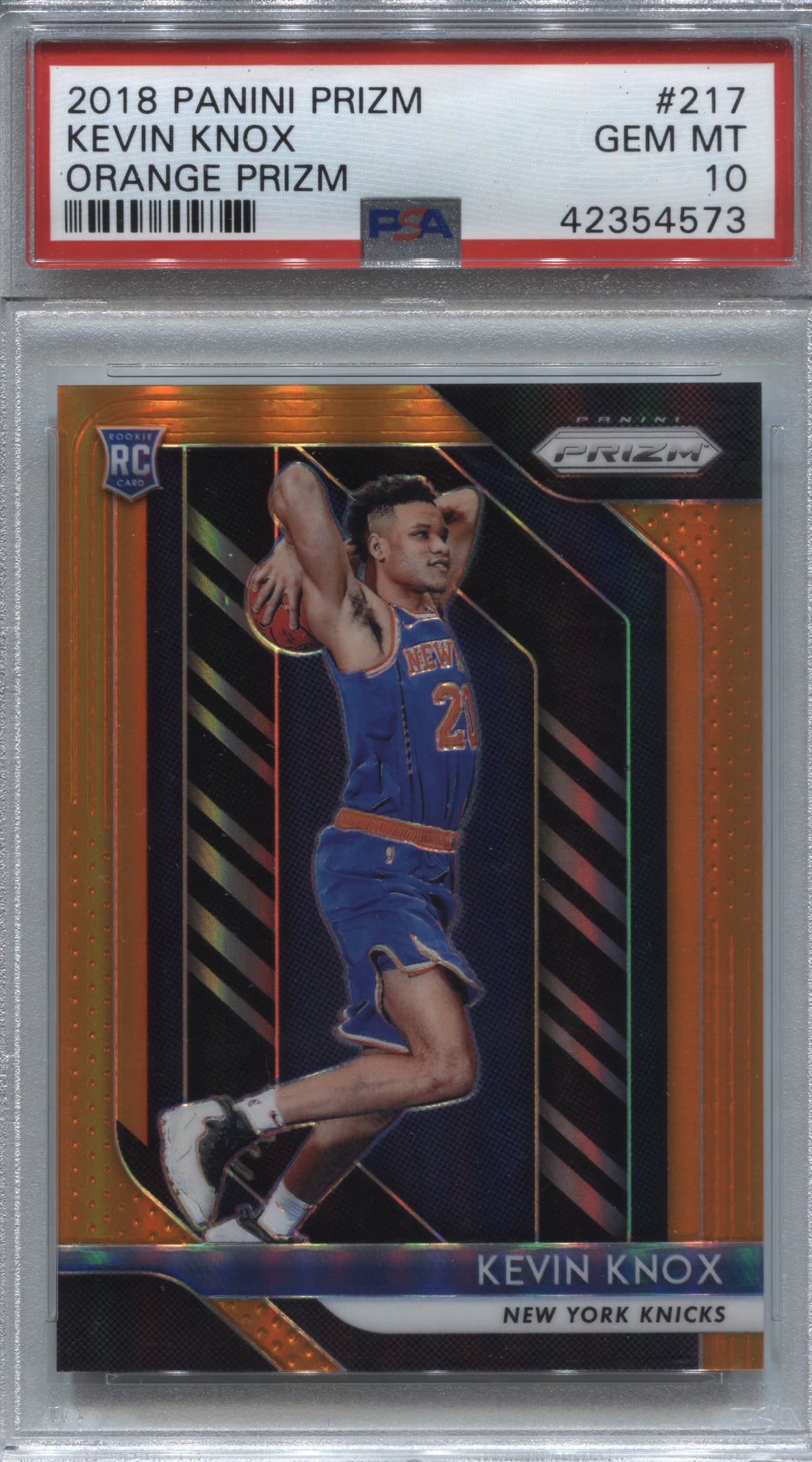 2018-19 Panini Prizm Kevin Knox Orange Prizm Rookie /49 #217 PSA 10