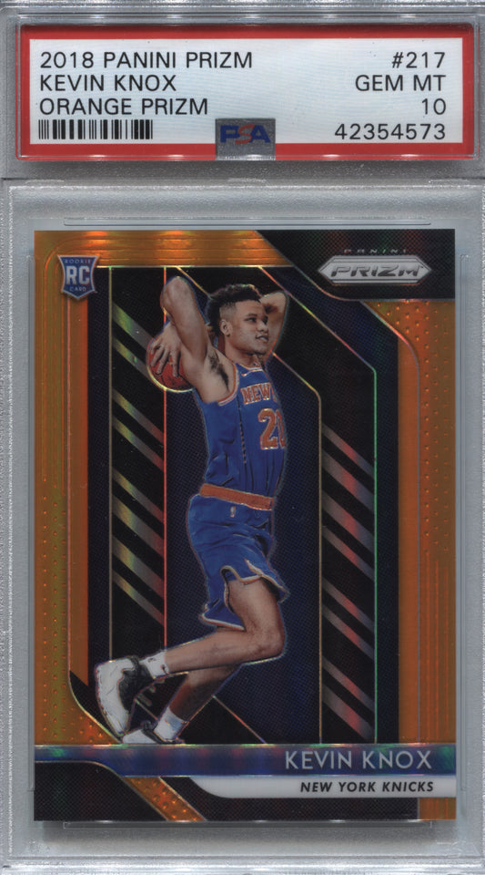 2018-19 Panini Prizm Kevin Knox Orange Prizm Rookie /49 #217 PSA 10