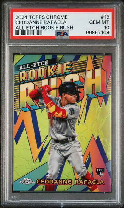 Graded 2024 Topps Chrome Ceddanne Rafaela #19 All Etch Rookie Rush Rookie RC Baseball Card PSA 10 Gem Mint