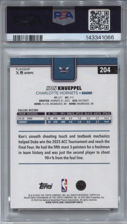 2025-26 Topps Kon Knueppel Rookie RC #204 PSA 10 Charlotte Hornets