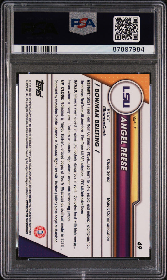 Graded 2023 Topps Bowman U Chrome Angel Reese #49 Rookie RC Basketball Card PSA 10 Gem Mint