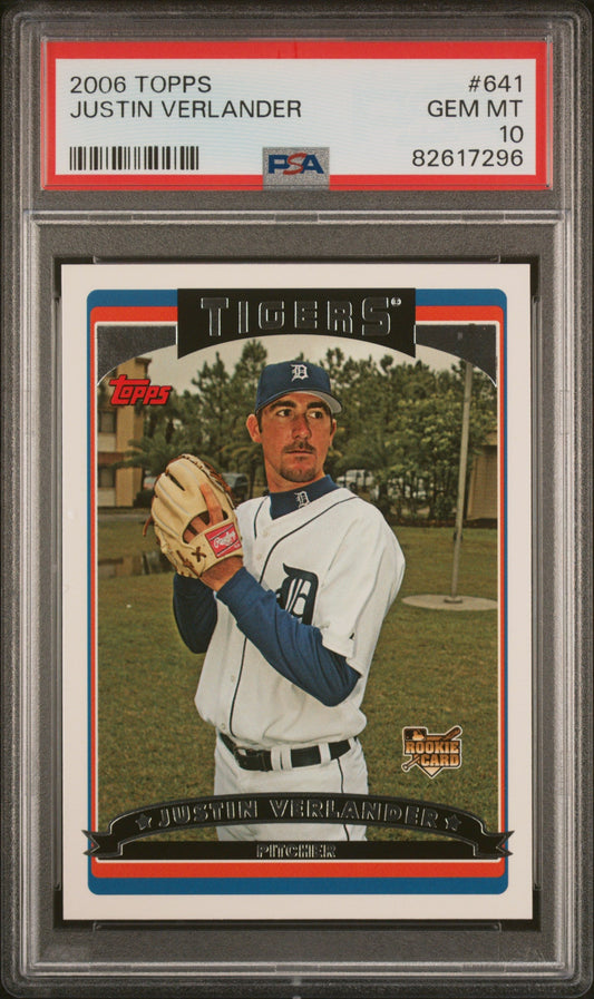 Graded 2006 Topps Justin Verlander #641 Rookie RC Baseball Card PSA 10 Gem Mint