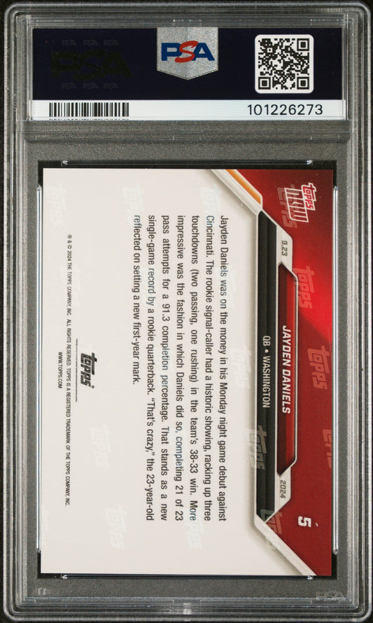 Graded 2024 Topps Now Jayden Daniels #5 Rookie RC Football Card PSA 9 Mint