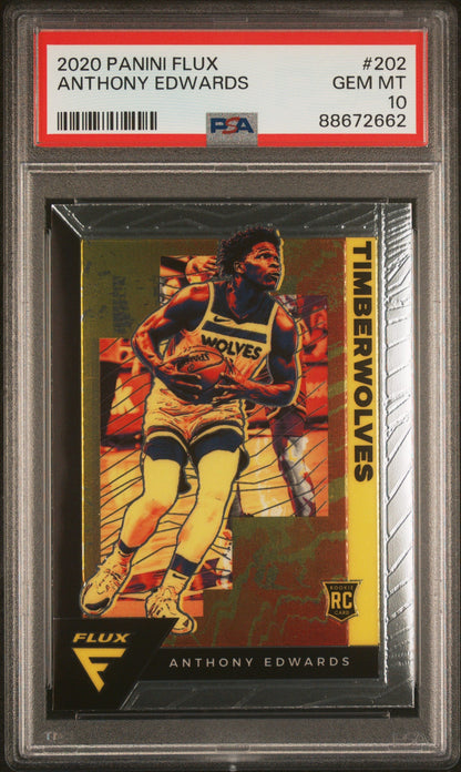 Graded 2020 Panini Flux Anthony Edwards #202 Rookie RC Basketball Card PSA 10 Gem Mint