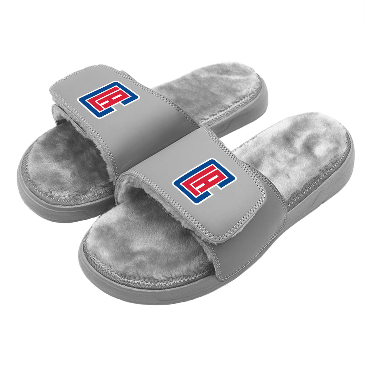 LA Clippers Secondary Grey Fur Slides