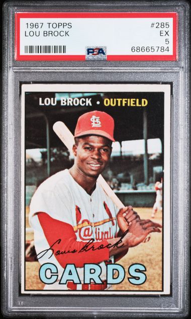 Graded 1967 Topps Lou Brock #285 Baseball Card PSA 5 Excellent