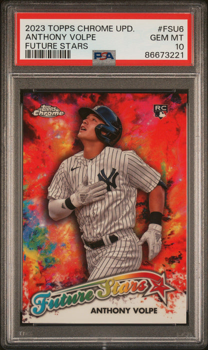 Graded 2023 Topps Chrome Update Anthony Volpe #FSU6 Future Stars Rookie RC Baseball Card PSA 10 Gem Mint