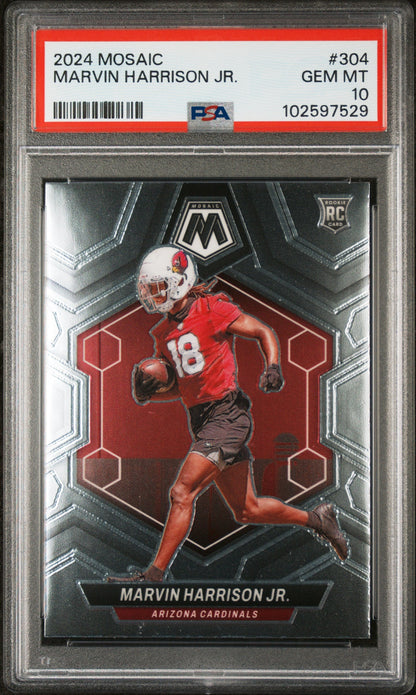 Graded 2024 Panini Mosaic Marvin Harrison Jr #304 Rookie RC Football Card PSA 10 Gem Mint