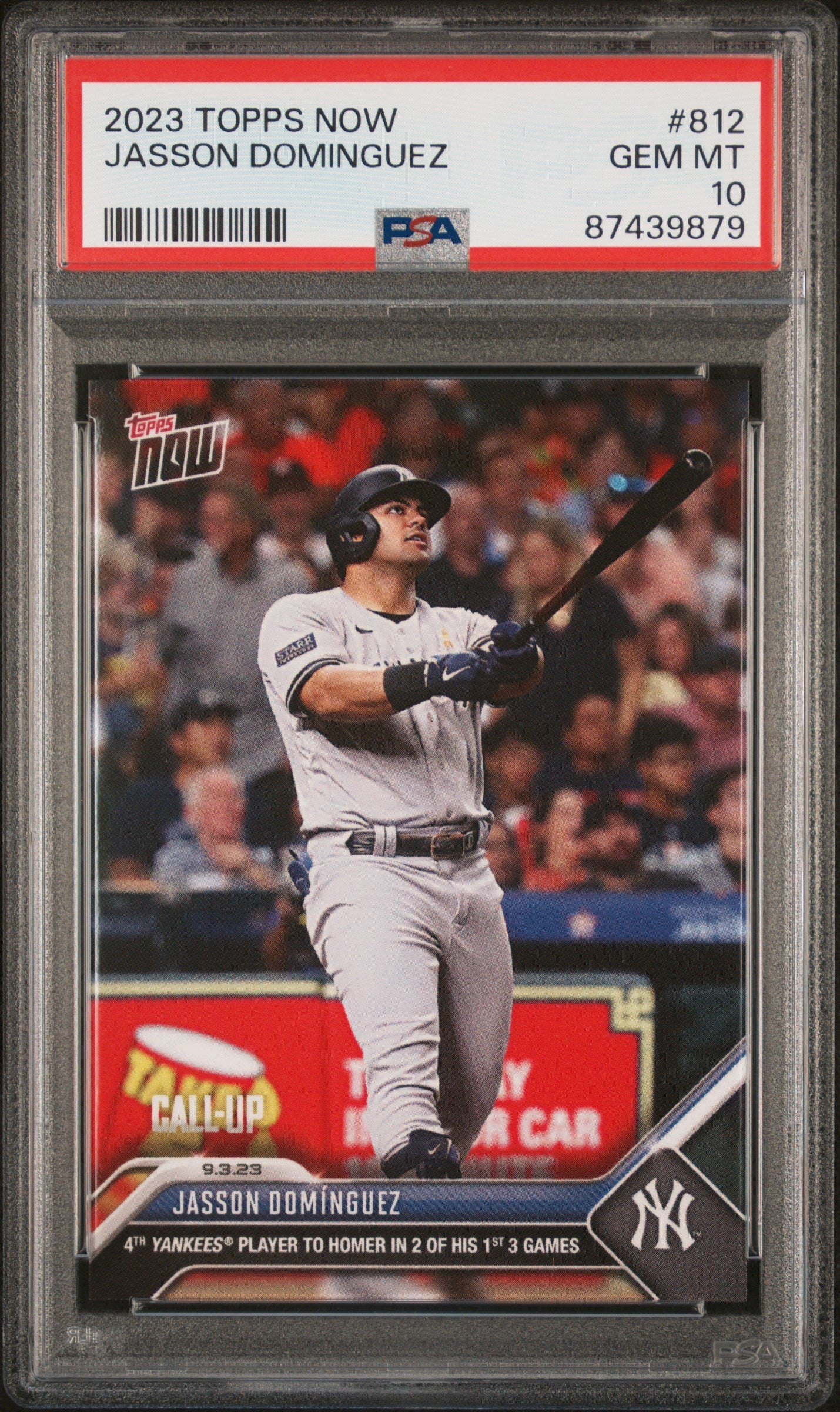 Graded 2023 Topps Now Jasson Dominguez #812 Rookie RC Baseball Card PSA 10 Gem Mint