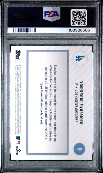 Graded 2024 Topps Wonderland Yoshinobu Yamamoto #9 Gift Box Rookie RC Baseball Card PSA 9 Mint