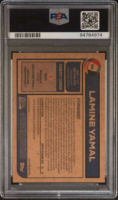 Graded 2024 Topps Living Road to UEFA Euro Lamine Yamal #004 Rookie RC Soccer Card PSA 10 Gem Mint