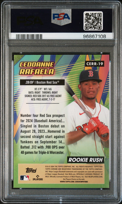 Graded 2024 Topps Chrome Ceddanne Rafaela #19 All Etch Rookie Rush Rookie RC Baseball Card PSA 10 Gem Mint