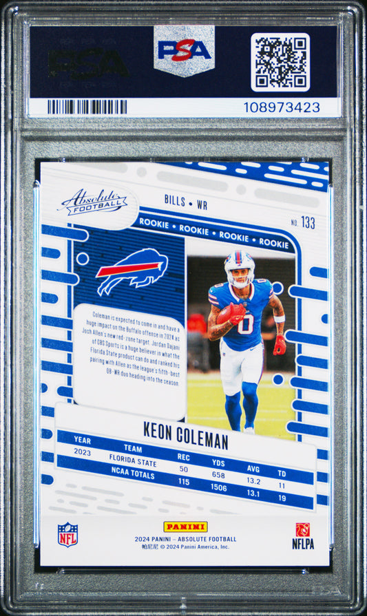 Graded 2024 Panini Absolute Keon Coleman #133 Rookie RC Football Card PSA 10 Gem Mint