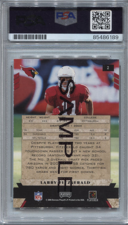 2005 Playoff Honors Larry Fitzgerald #2 Sample Signed PSA/DNA Auto 10 Cardinals