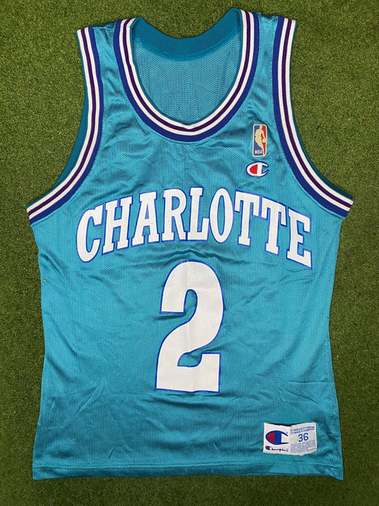 1991-1996 Charlotte Hornets - Larry Johnson #2 - Vintage NBA Jersey (36)