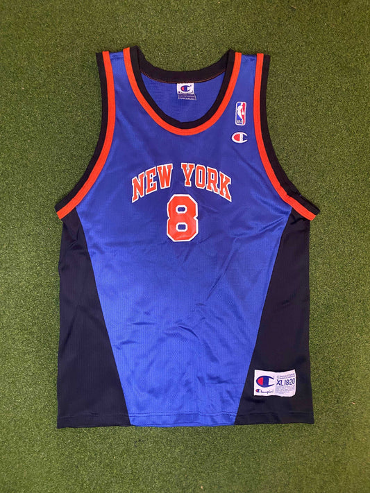 00s New York Knicks - Latrell Sprewell #8 Jersey - Champion - Vintage NBA Jersey (Youth XL) - Gametime Vintage