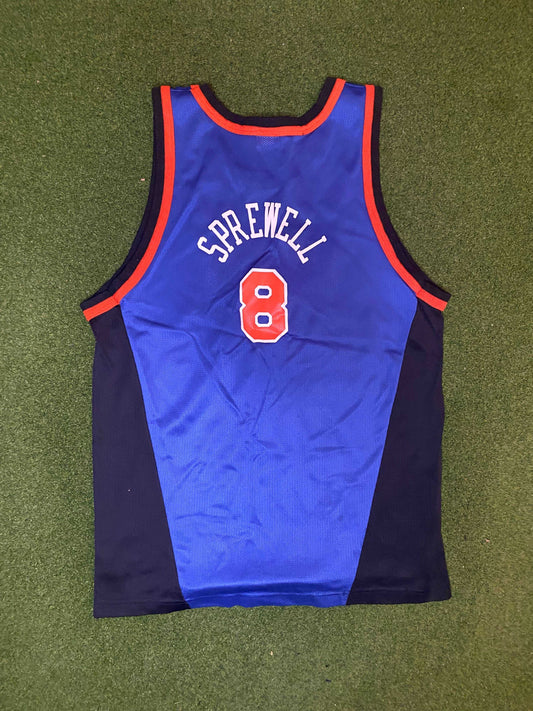 00s New York Knicks - Latrell Sprewell #8 Jersey - Champion - Vintage NBA Jersey (Youth XL) - Gametime Vintage