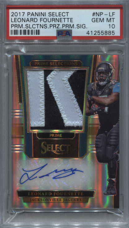 2017 Select Leonard Fournette Prime Selections Rookie Patch Auto /49 PSA 10