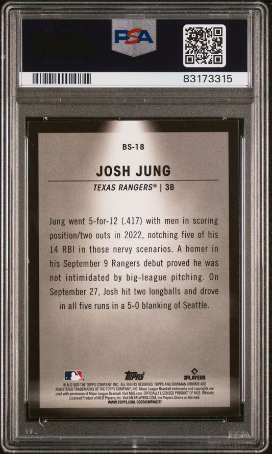 Graded 2023 Topps Bowman Josh Jung #BS18 Spotlights Rookie RC Baseball Card PSA 10 Gem Mint