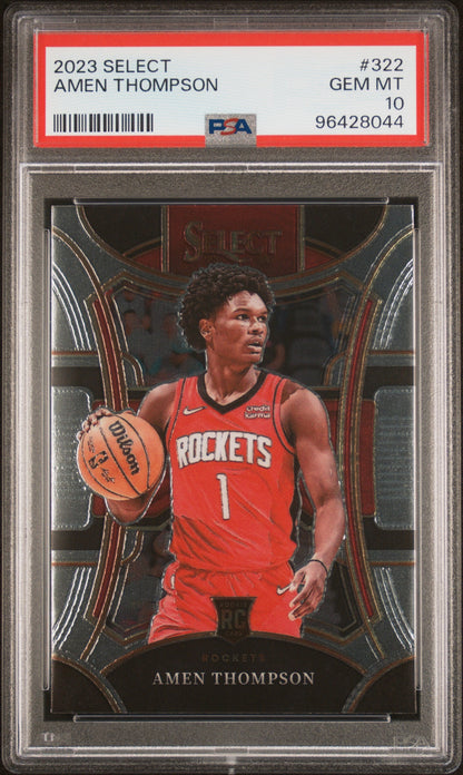 Graded 2023 Panini Select Amen Thompson #322 Rookie RC Basketball Card PSA 10 Gem Mint
