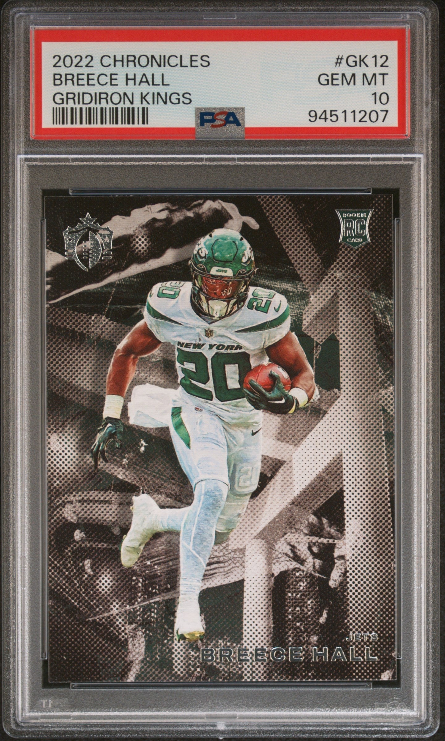 Graded 2022 Panini Chronicles Breece Hall #GK12 Gridiron Kings Rookie RC Football Card PSA 10 Gem Mint