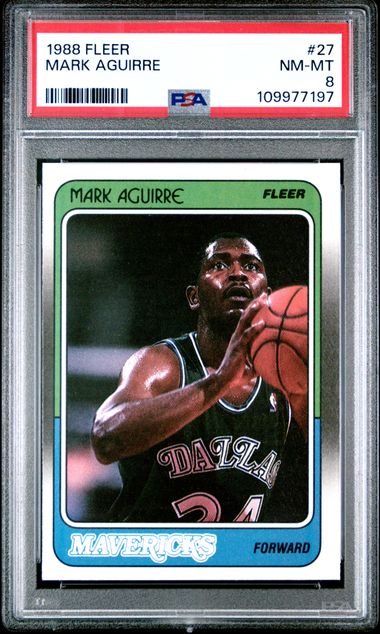 Graded 1988 Fleer Mark Aguirre #27 Basketball Card PSA 8 NM-MT