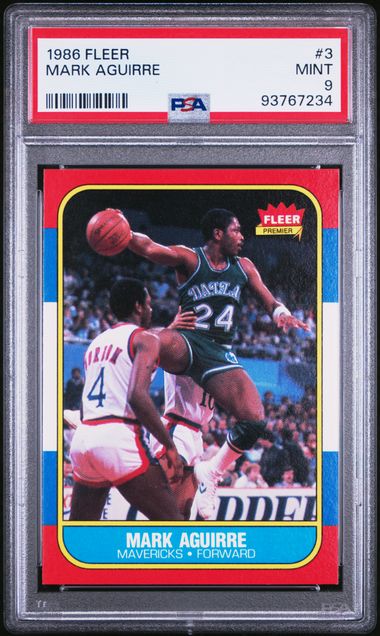 Graded 1986 Fleer Mark Aguirre #3 Rookie RC Basketball Card PSA 9 Mint