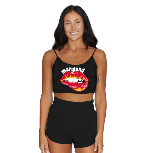 Maryland Terps Lips Black Spaghetti Tank