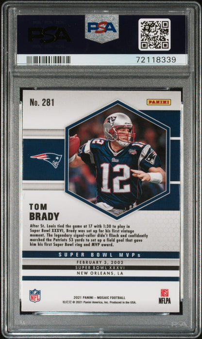 Graded 2021 Panini Mosaic Tom Brady #281 Football Card PSA 10 Gem Mint