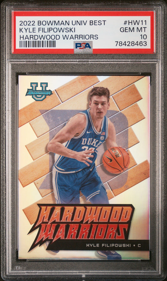 Graded 2022 Topps Bowman Univ Best Kyle Filipowski #HW11 Hardwood Warriors Rookie RC Basketball Card PSA 10 Gem Mint