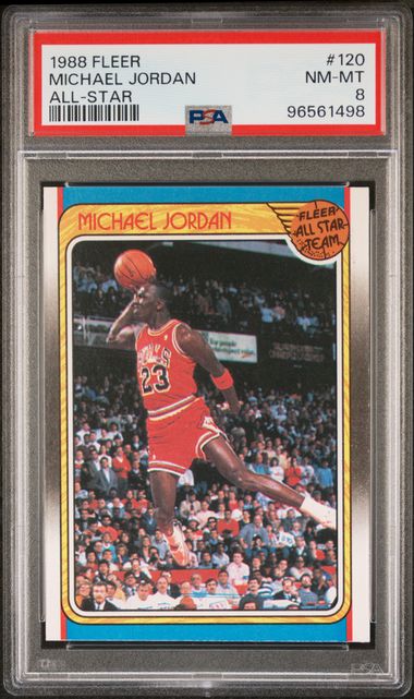 Graded 1988 Fleer All Star Michael Jordan #120 Basketball Card PSA 8 NM-MT