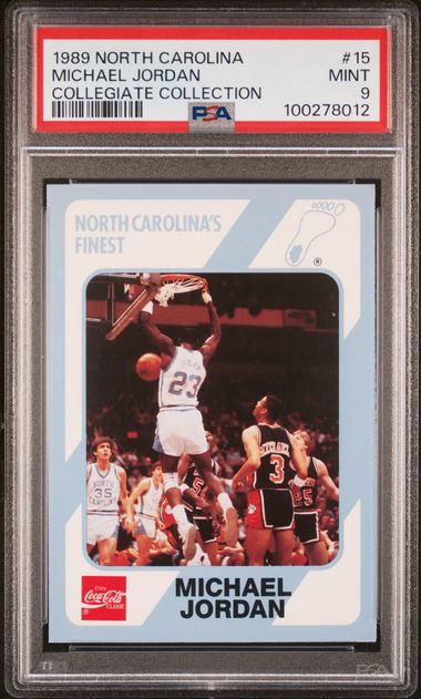 Graded 1989 North Carolina Collegiate Collection Michael Jordan #15 Basketball Card PSA 9 Mint