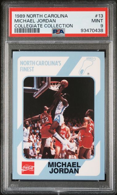 Graded 1989 North Carolina Collegiate Collection Michael Jordan #13 Basketball Card PSA 9 Mint
