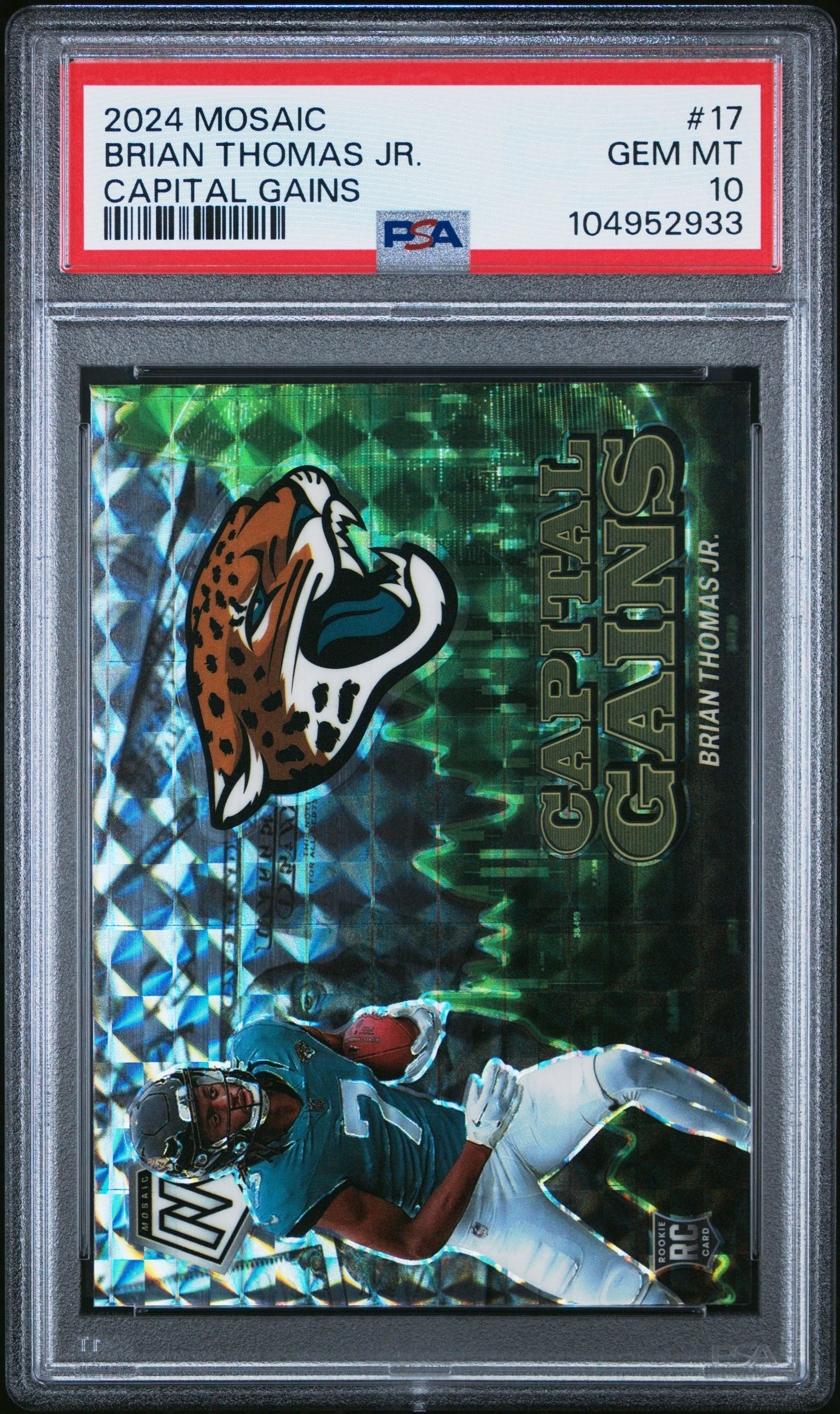 Graded 2024 Panini Mosaic Brian Thomas Jr #17 Capital Gains Rookie RC Football Card PSA 10 Gem Mint