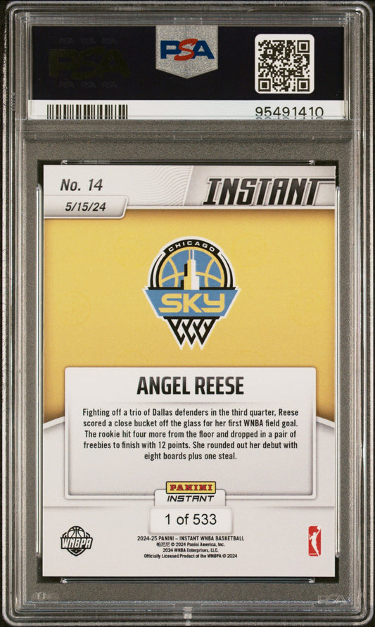 Graded 2024 Panini Instant WNBA Angel Reese #14 Rookie RC Basketball Card PSA 9 Mint