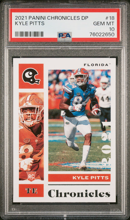 Graded 2021 Panini Chronicles DP Kyle Pitts #18 Rookie RC Football Card PSA 10 Gem Mint