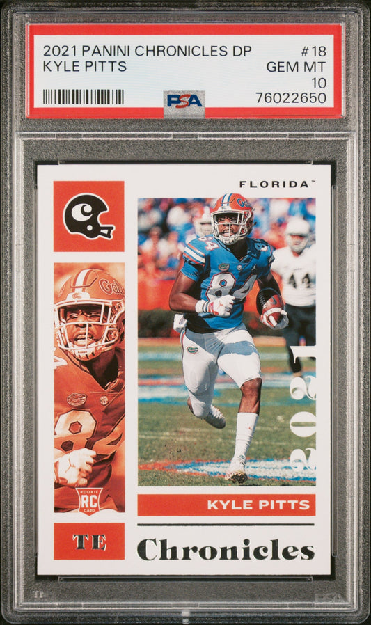 Graded 2021 Panini Chronicles DP Kyle Pitts #18 Rookie RC Football Card PSA 10 Gem Mint