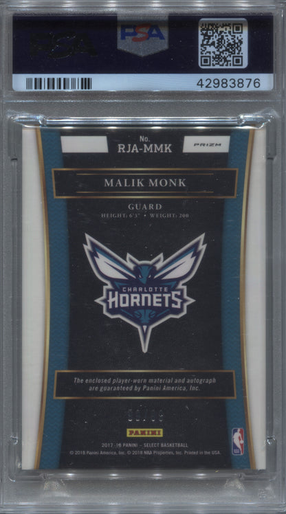 2017-18 Panini Select Malik Monk Purple Rookie Jersey Auto /99 #RJA-MMK PSA 10