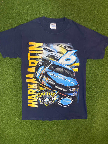 2005 Mark Martin - Viagra Car - Double Sided - Vintage NASCAR Tee Shirt (Medium)